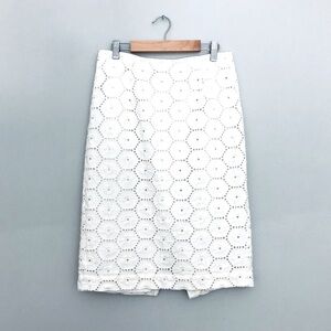 Lace linen cotton blend pencil skirt
